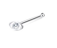 Eye Shaped Stone Set Bone Nose Stud NSKD-203n 